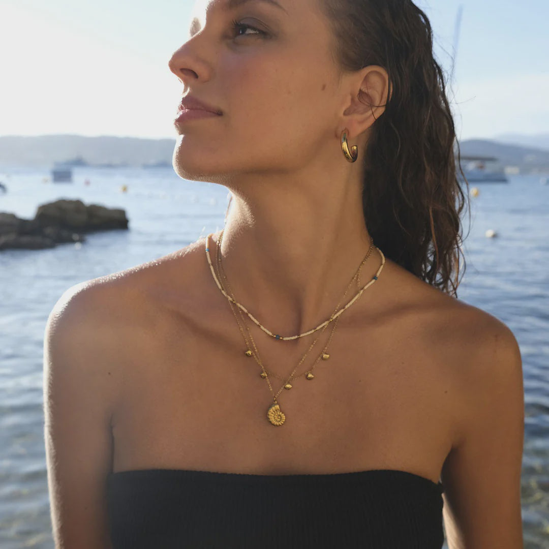 A&C Oslo Pure Steel Snail Shell Necklace Gold