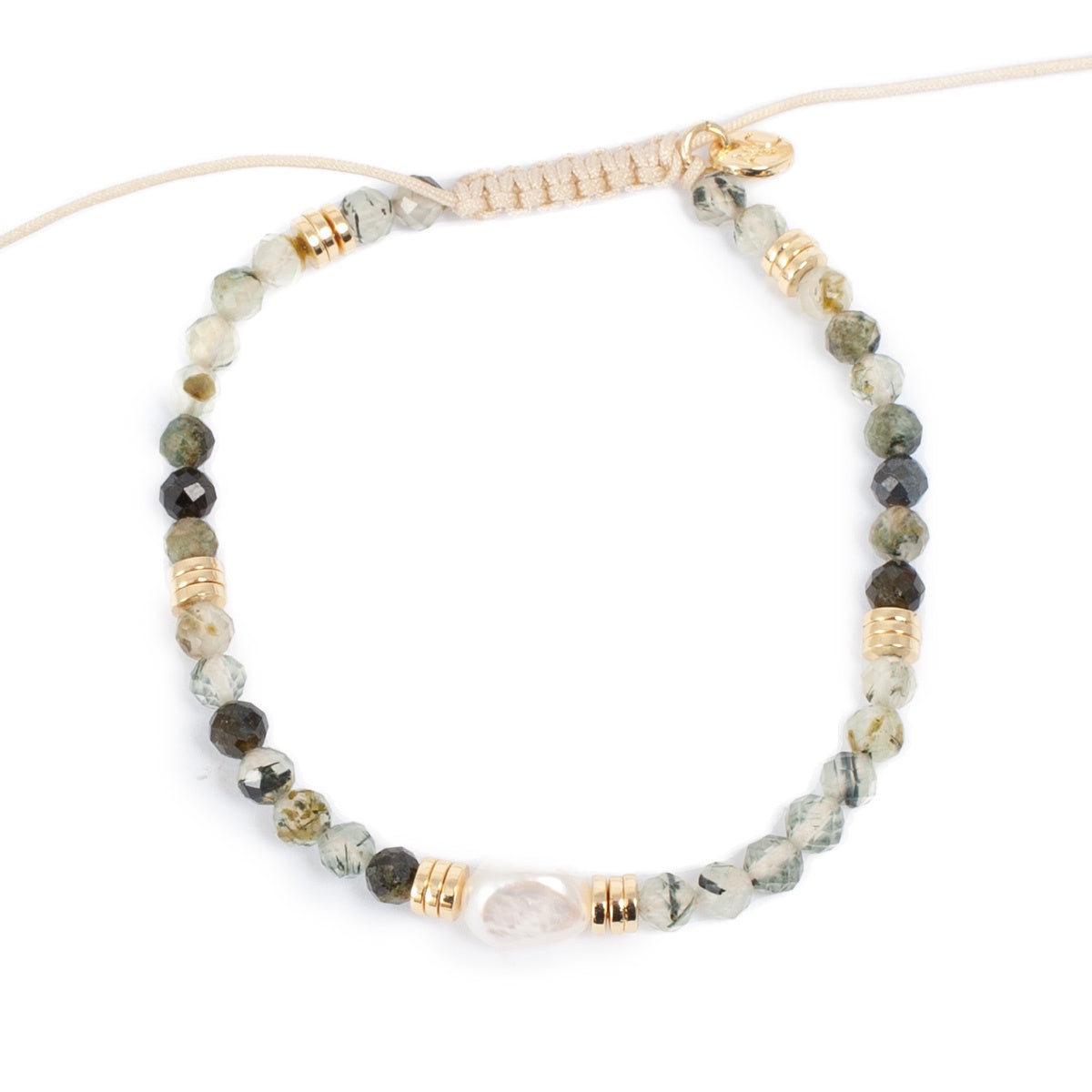 A&C Oslo Green Jade Bracelet with macrame clasp