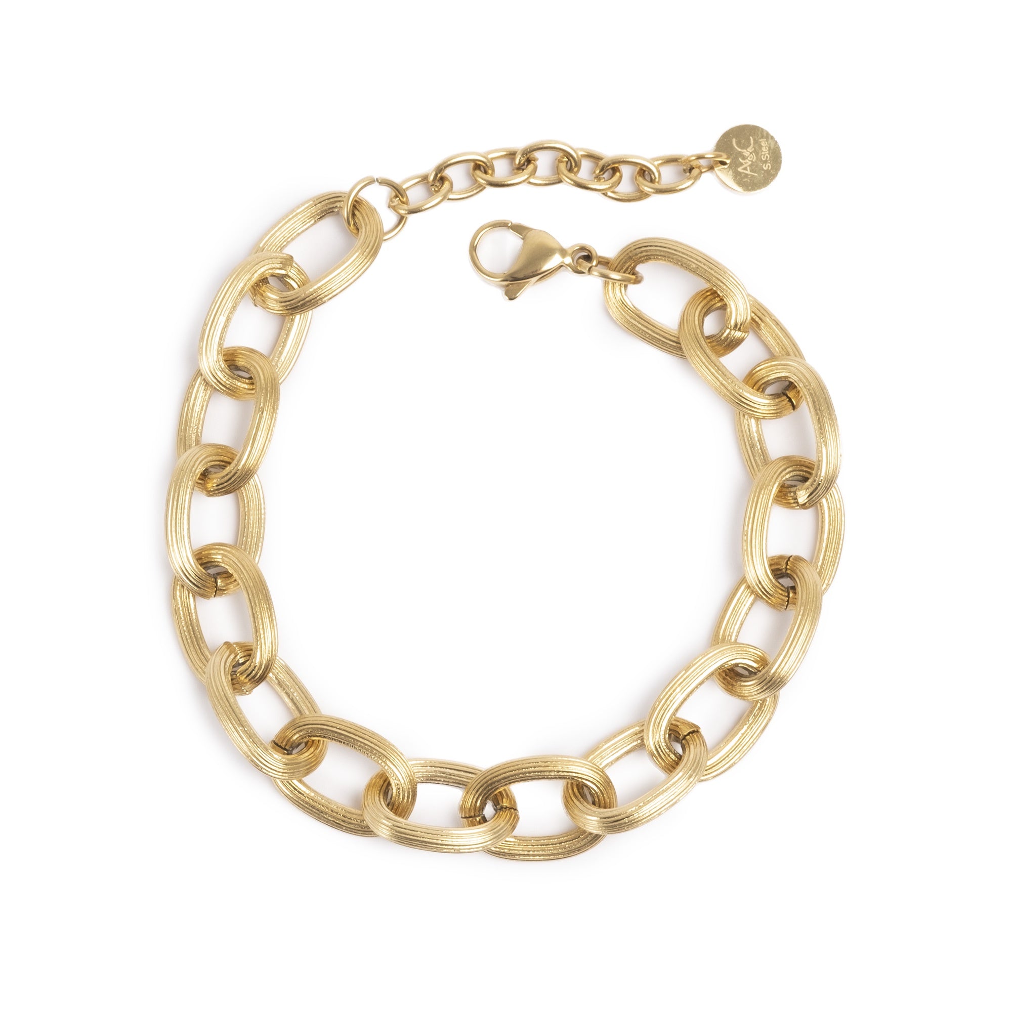A&C Oslo Brushed Link Bracelet Gold