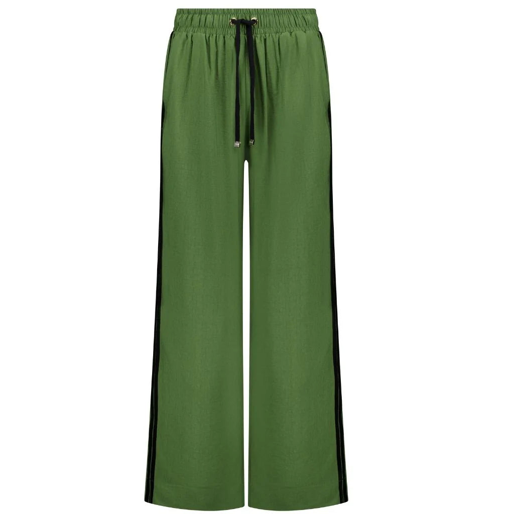 Moke Indiana Wide Leg Pant Dill w Black Stripe