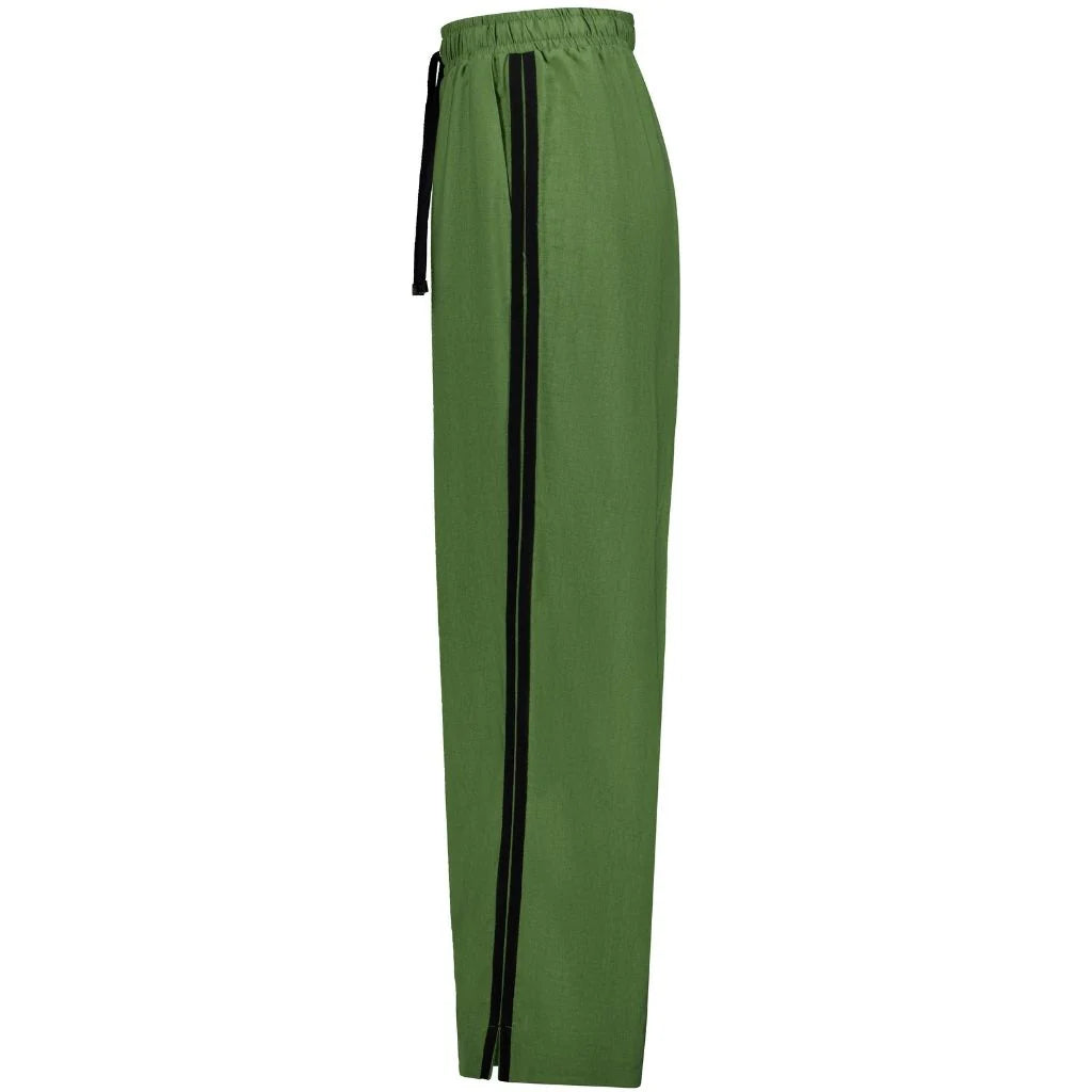 Moke Indiana Wide Leg Pant Dill w Black Stripe