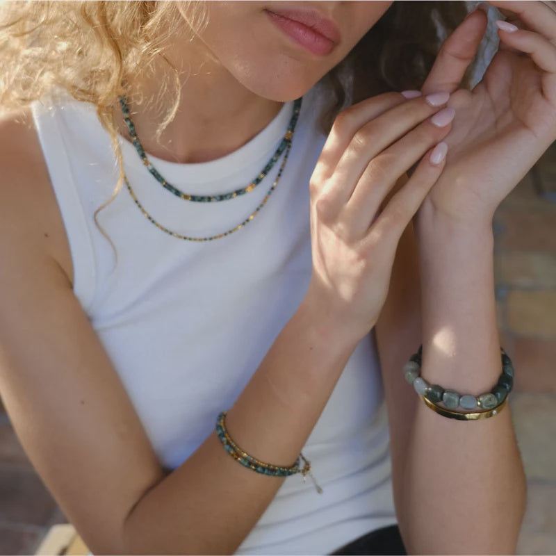 A&C Pure Steel Wild Nature Necklace Light Blue/ Gold