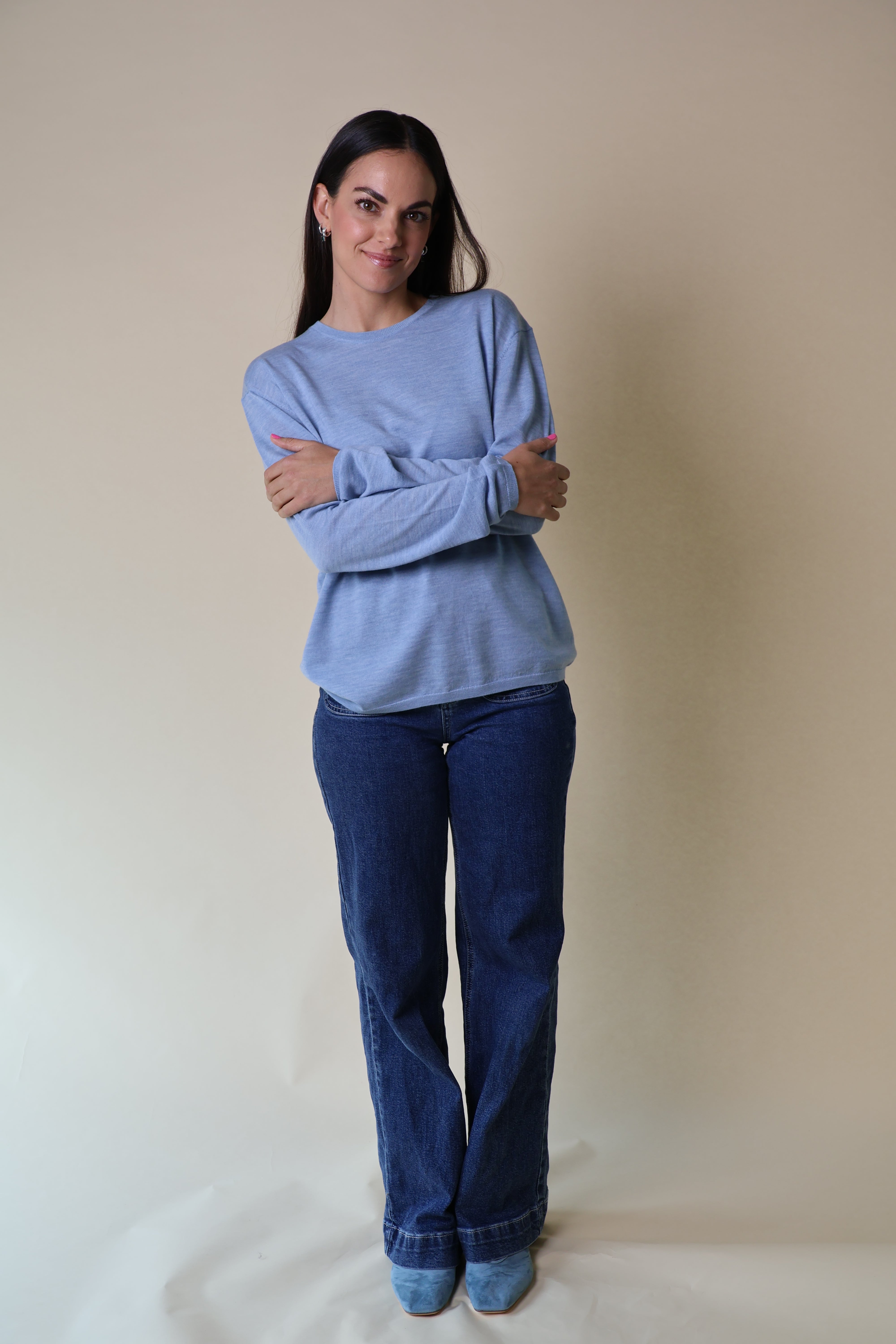 Bloodstone L/S Knit Yarnsmith Pale Blue