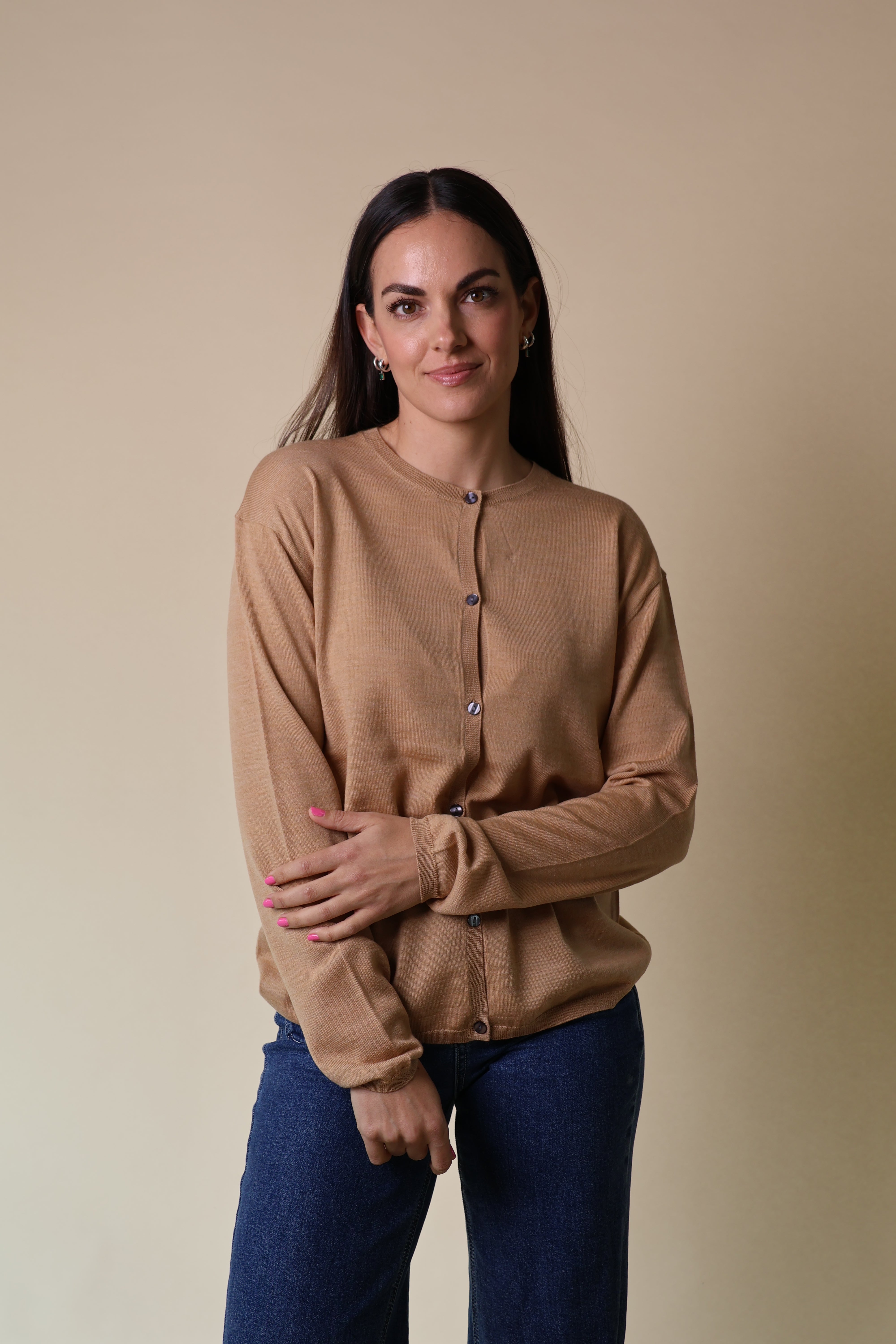 Morganite Cardigan Yarnsmith Camel