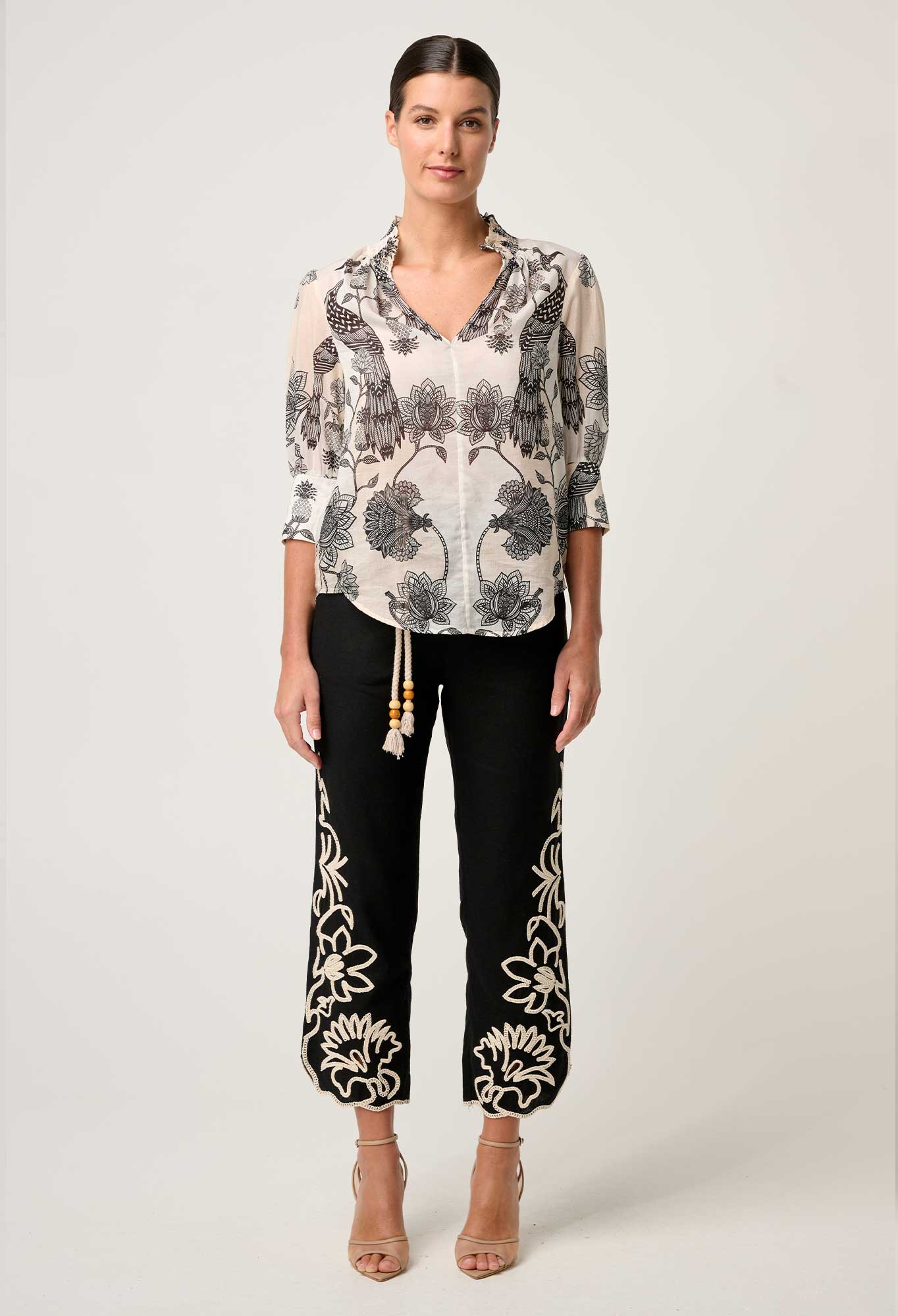 Oleander Shirred Blouse Once Was
