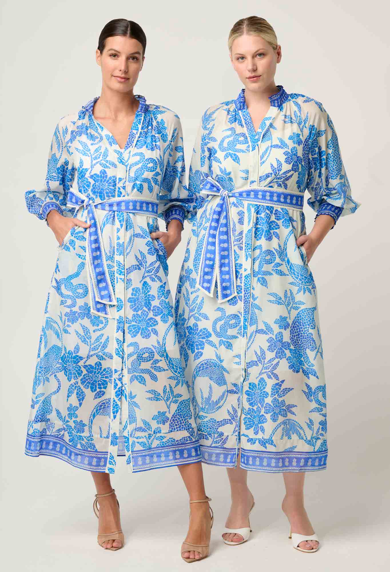 Carmen Maxi Dress Azure Mosaic Once Was