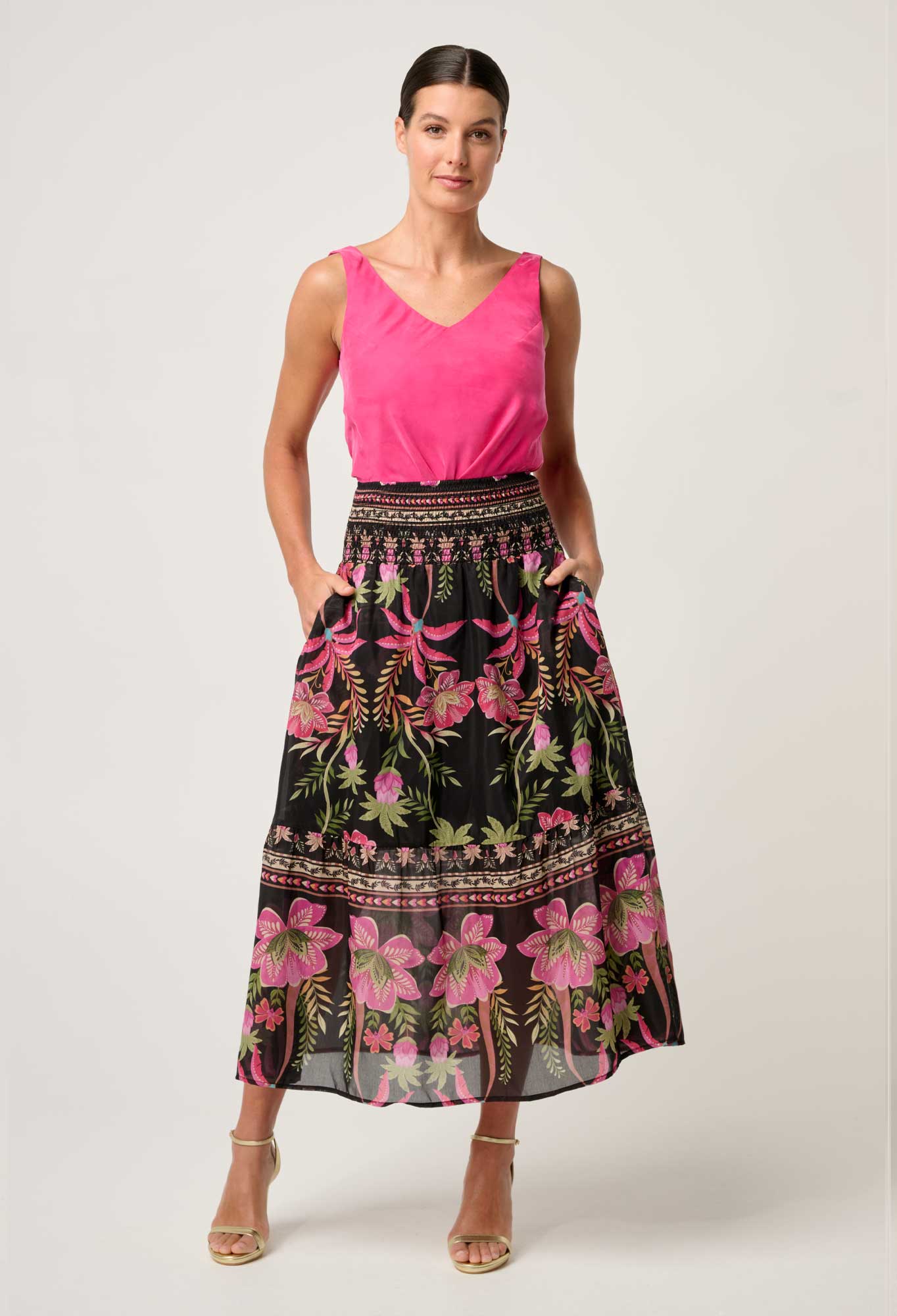 Cordelia Anthos Lobos Shirred Waist Skirt
