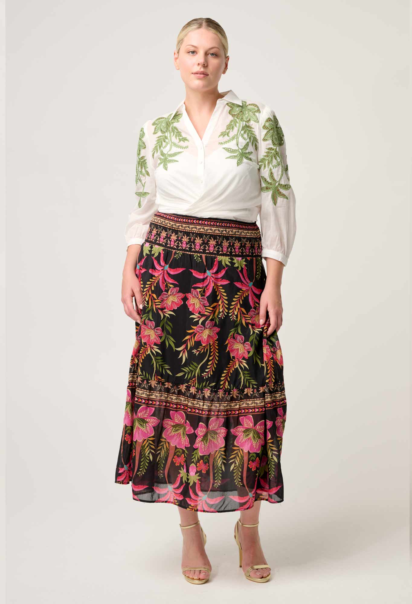 Cordelia Anthos Lobos Shirred Waist Skirt