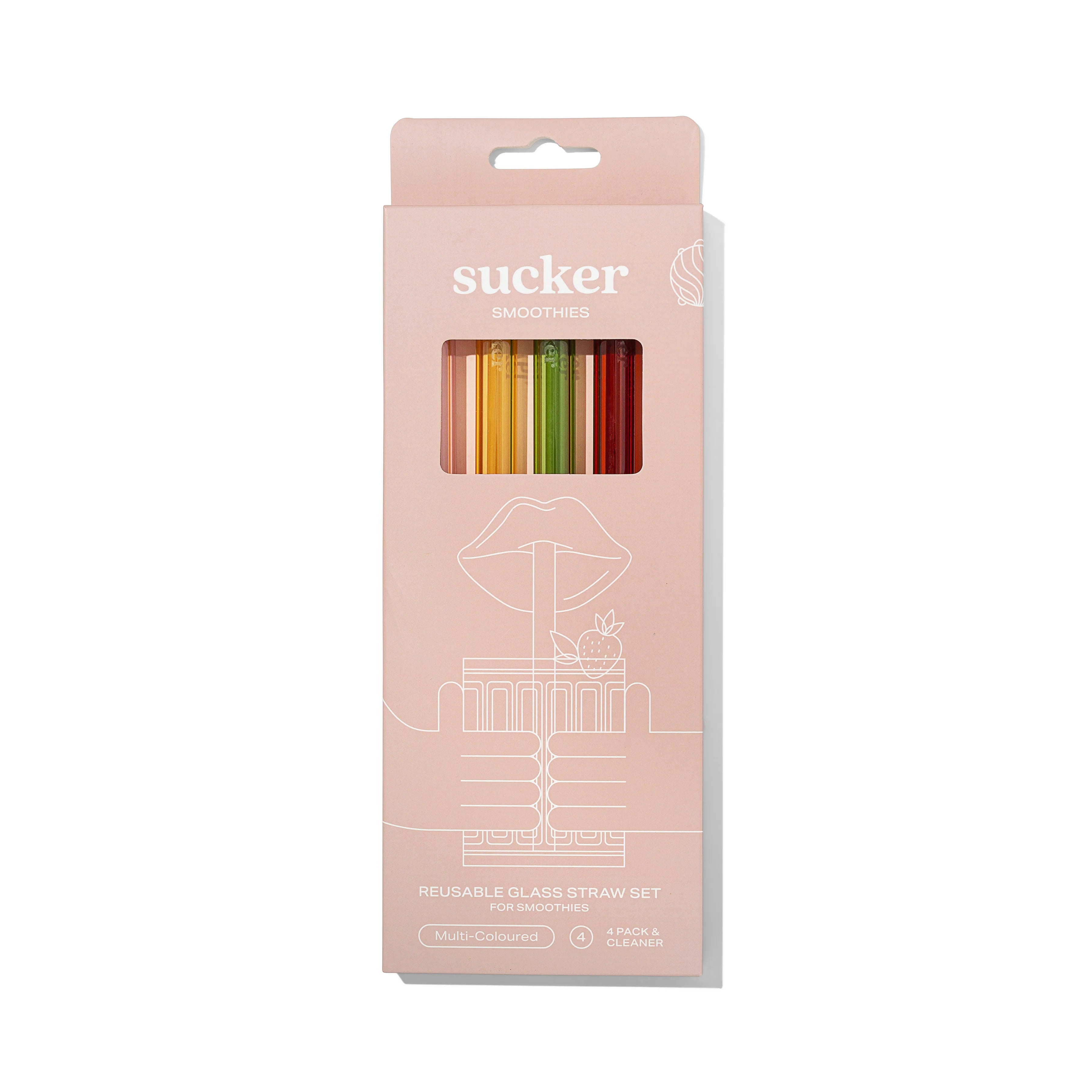 Sucker Smoothie glass drinking straw set MULTI