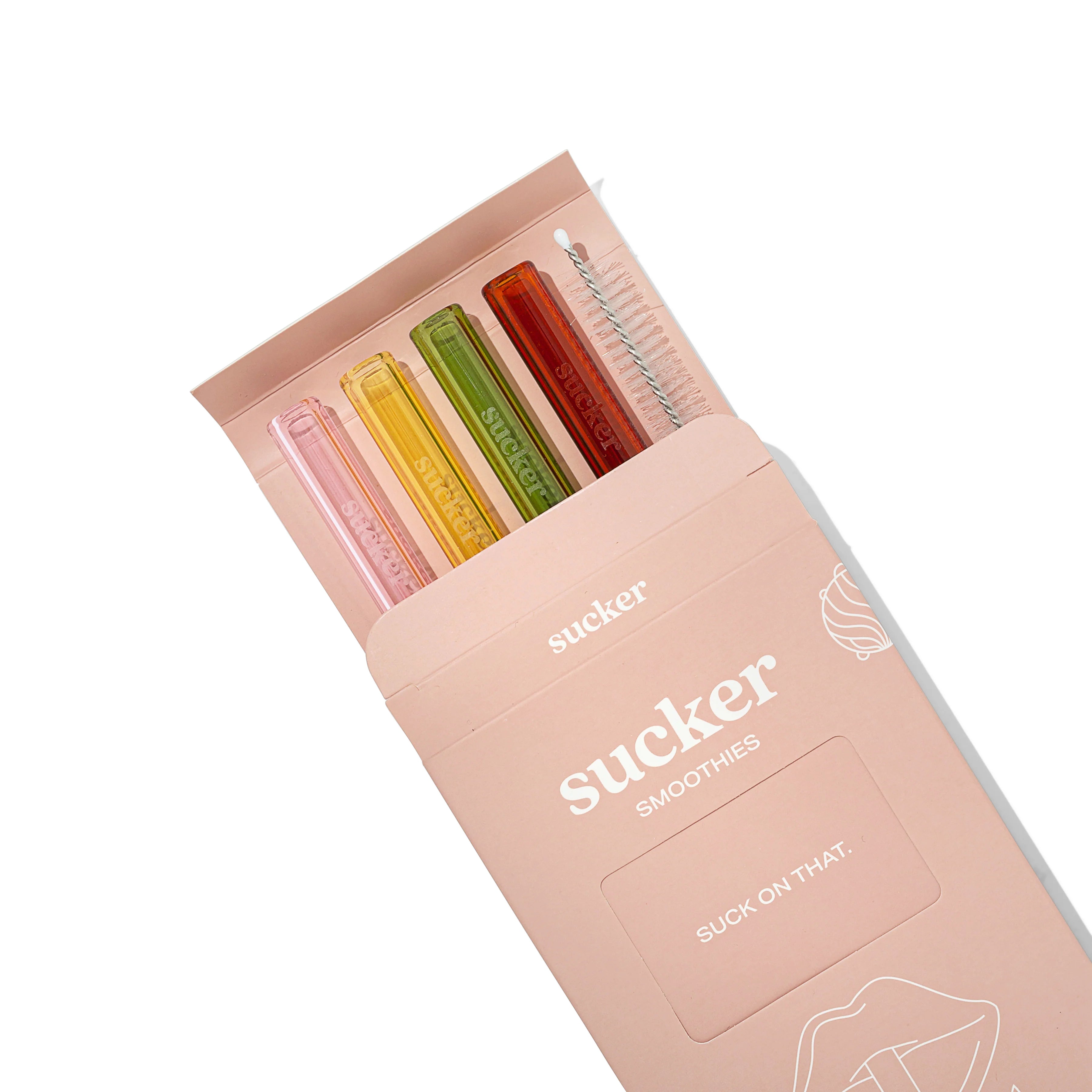 Sucker Smoothie glass drinking straw set MULTI