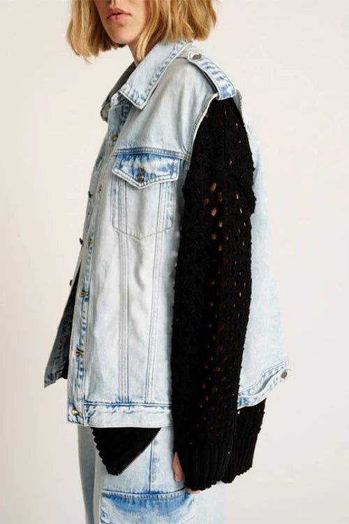 One Teaspoon Depeche Blue Oversized Denim Trucker Sleeveless Jacket