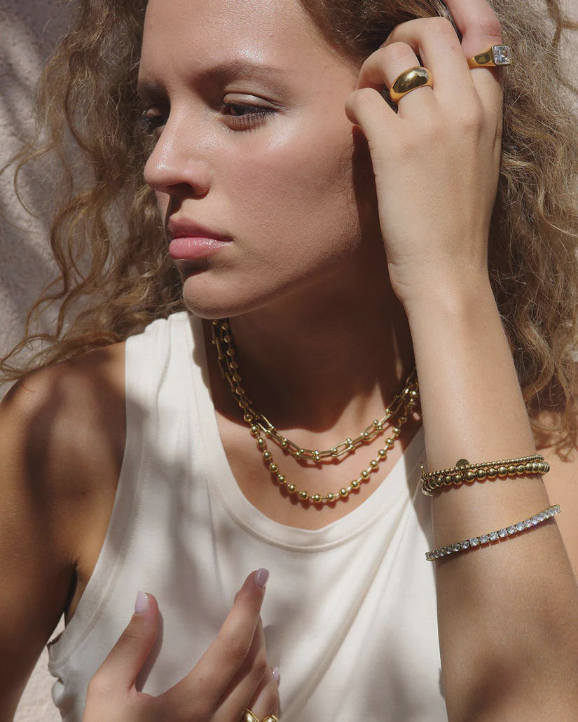 A&C Oslo Pure Steel Necklace Ball Chain Gold