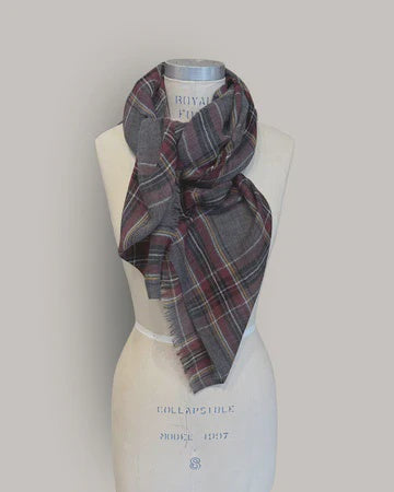 Ash Square Scarf Check Grey Tartan