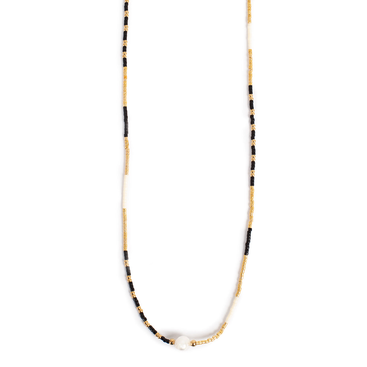A&C Oslo Pure Steel black/cream Pearl Necklace