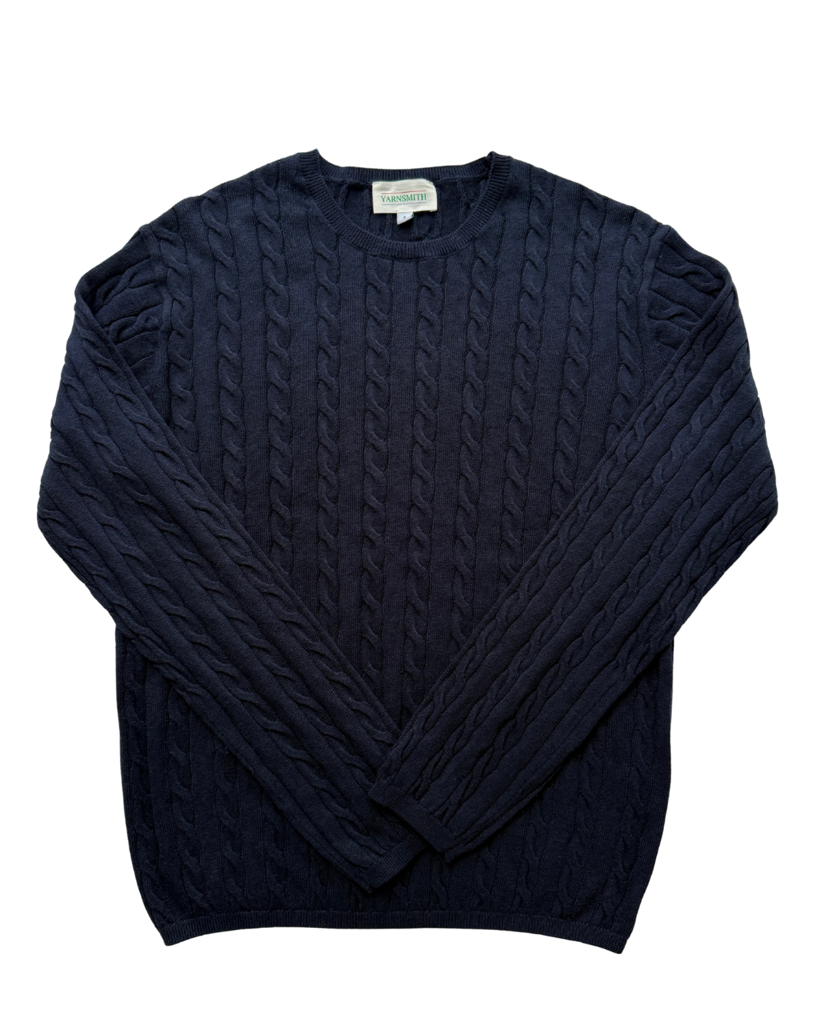 Yarnsmith Cable Sapphire L/S  Cotton/Cashmere Knit Navy