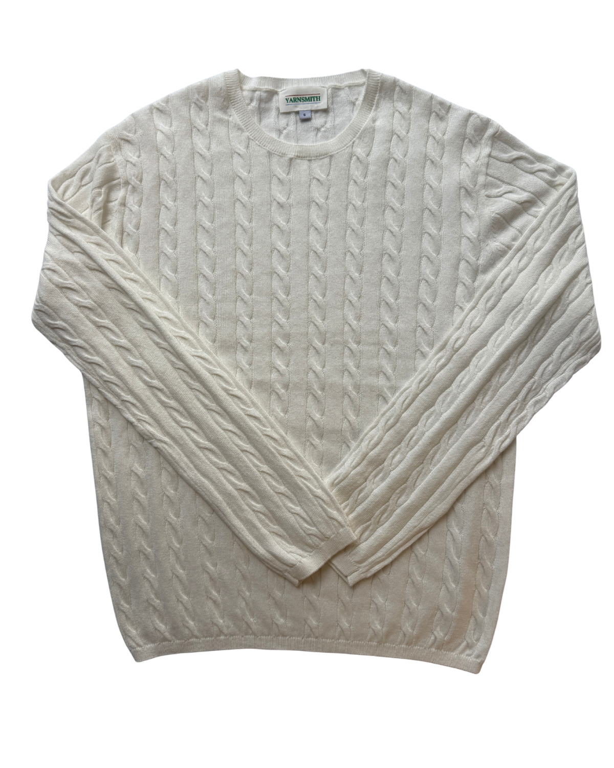 Yarnsmith Cable Sapphire L/S  Cotton/Cashmere Knit White