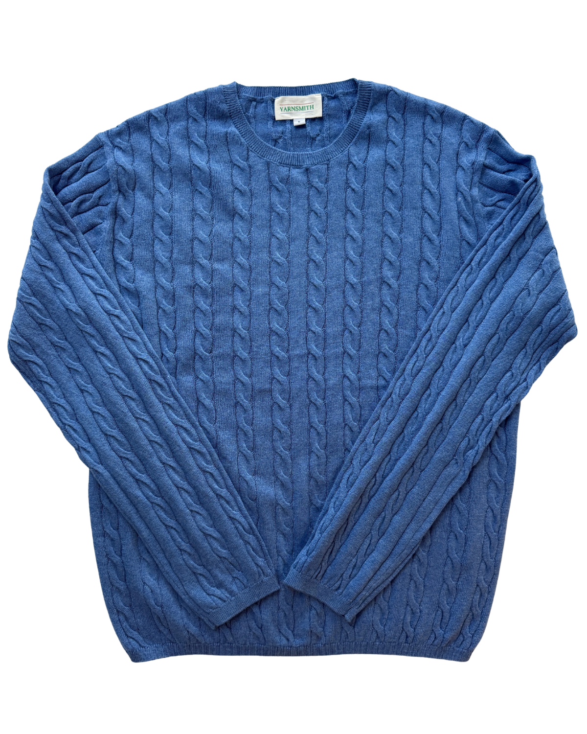 Yarnsmith Cable Sapphire L/S  Cotton/Cashmere Knit Bluebird