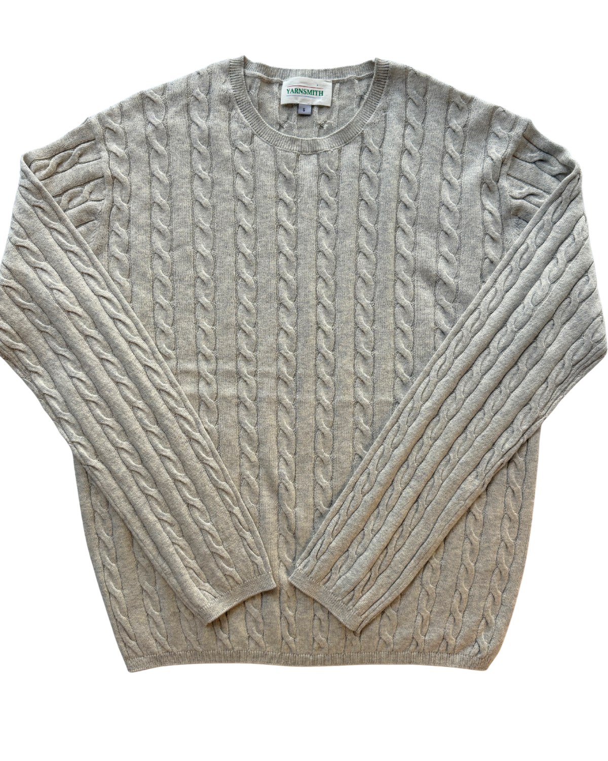 Yarnsmith Cable Sapphire L/S  Cotton/Cashmere Knit Pumice