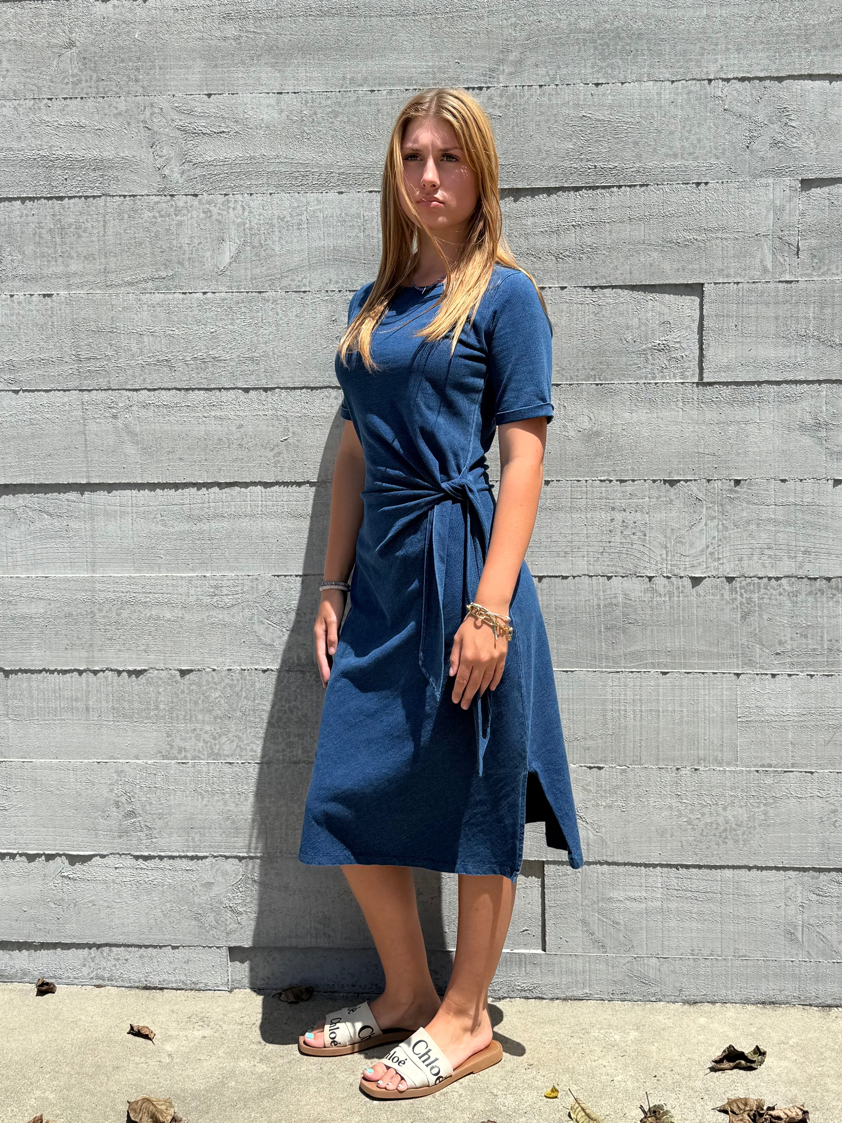 Yarnsmith May Knot Dress Washed Cotton - Denim