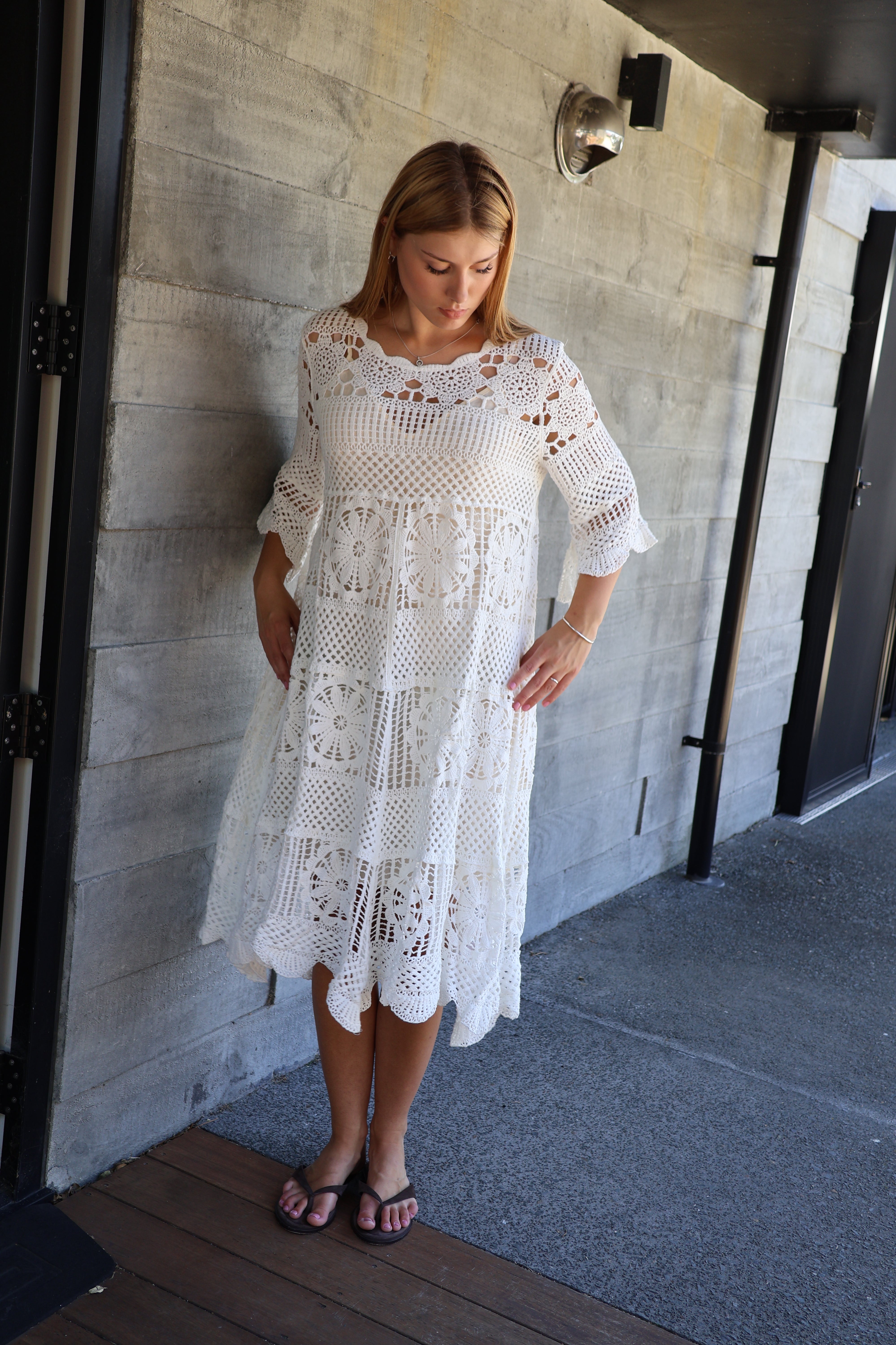 Willow Crochet Dress White O/S