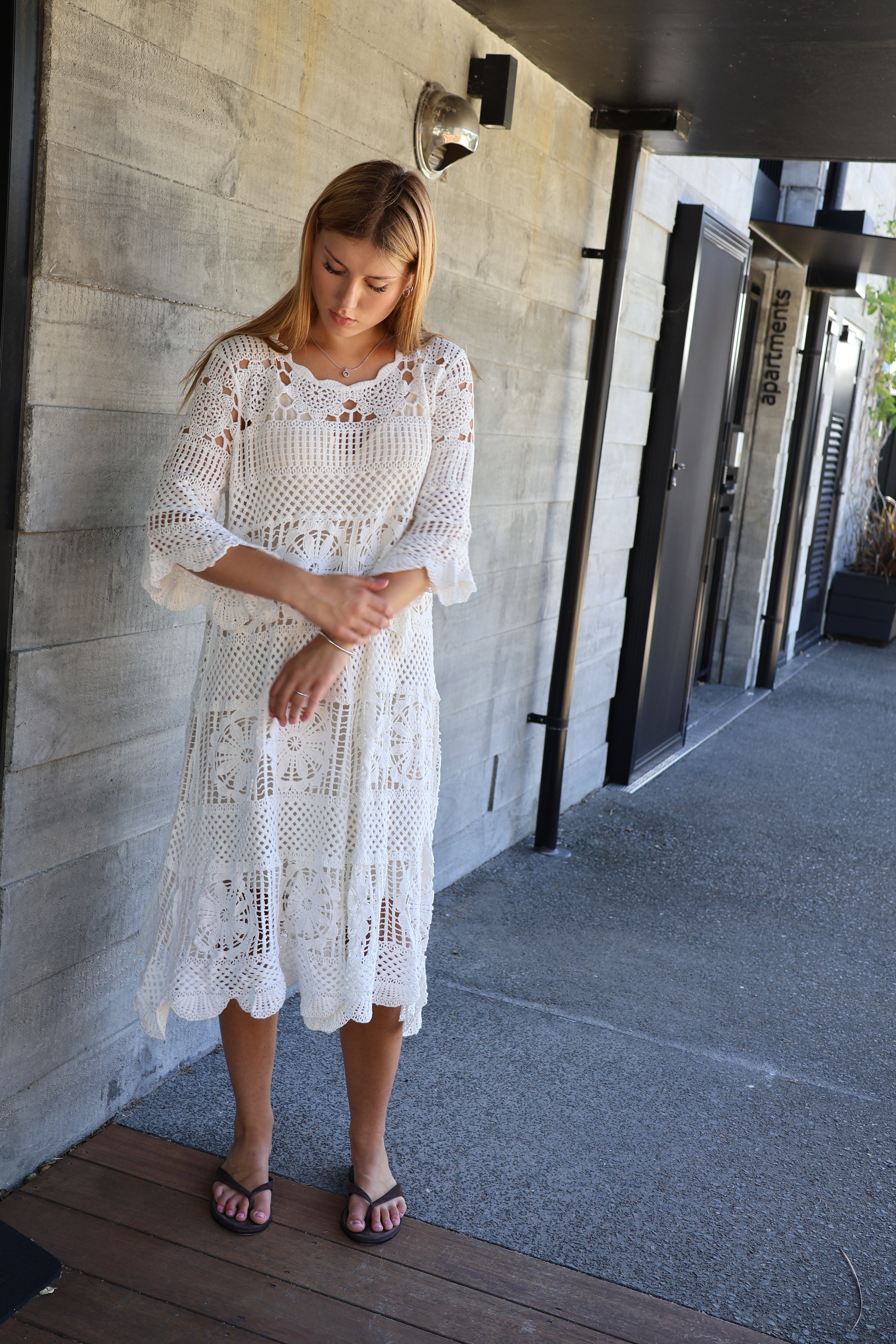 Willow Crochet Dress White O/S