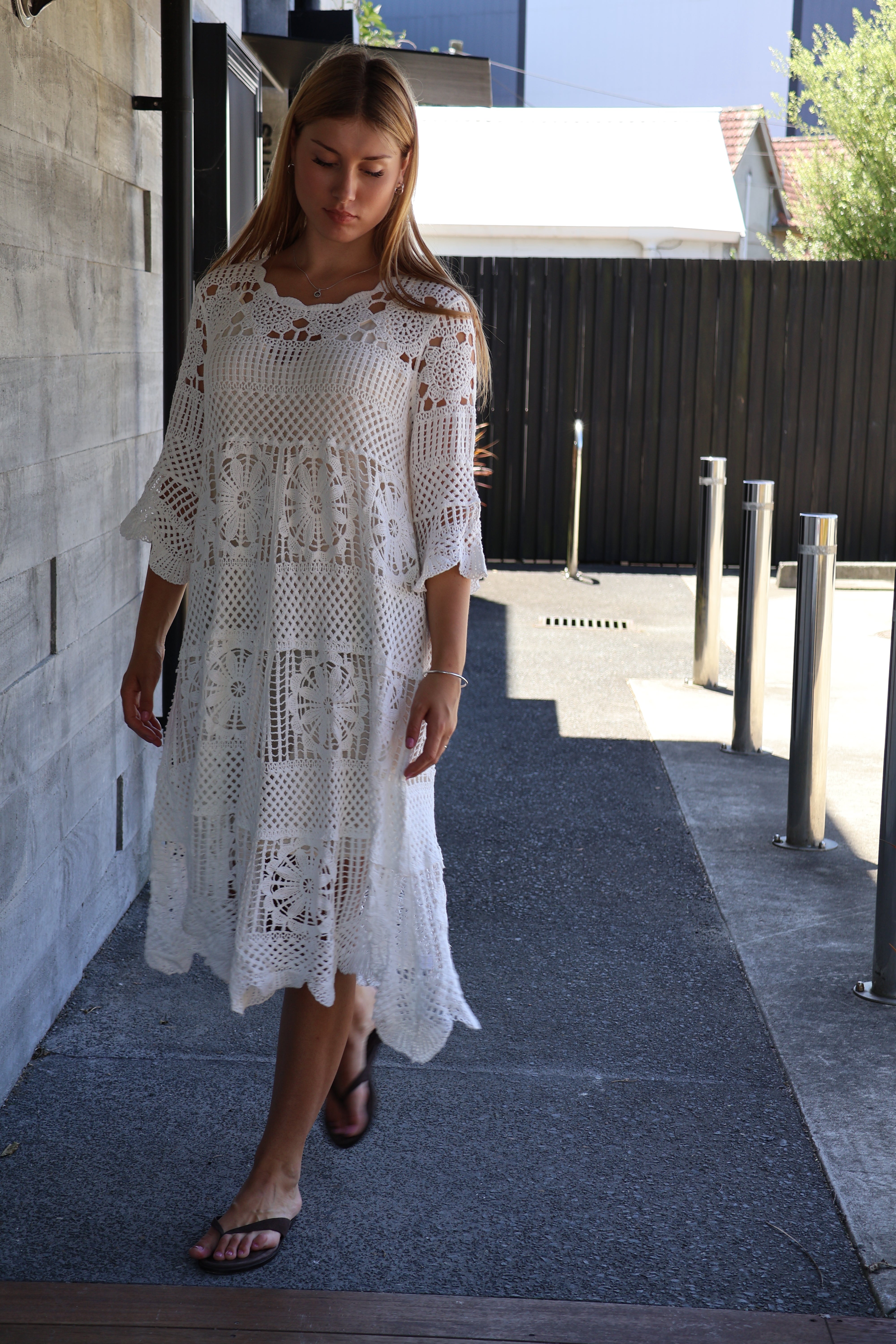 Willow Crochet Dress White O/S