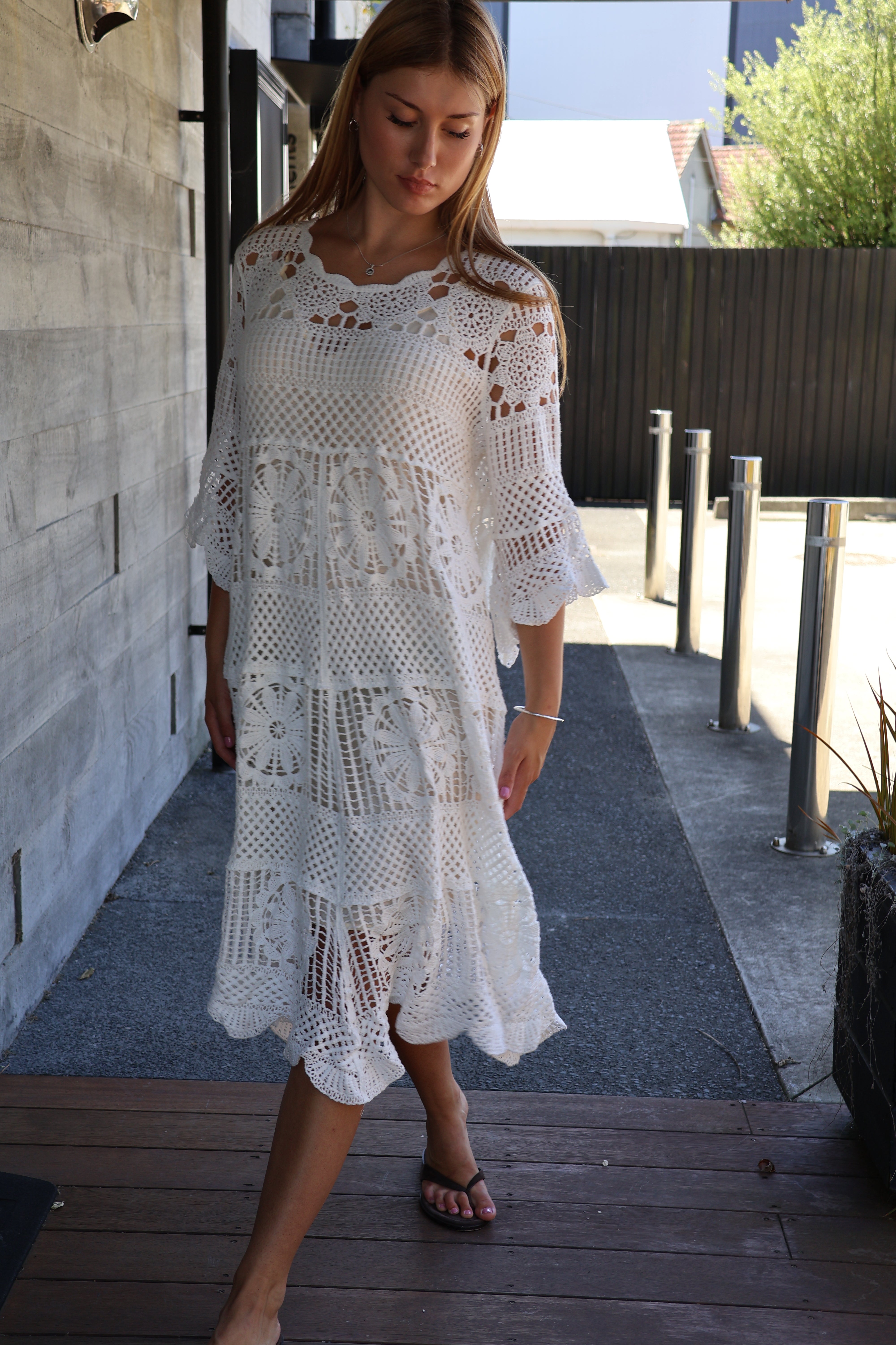 Willow Crochet Dress White O/S