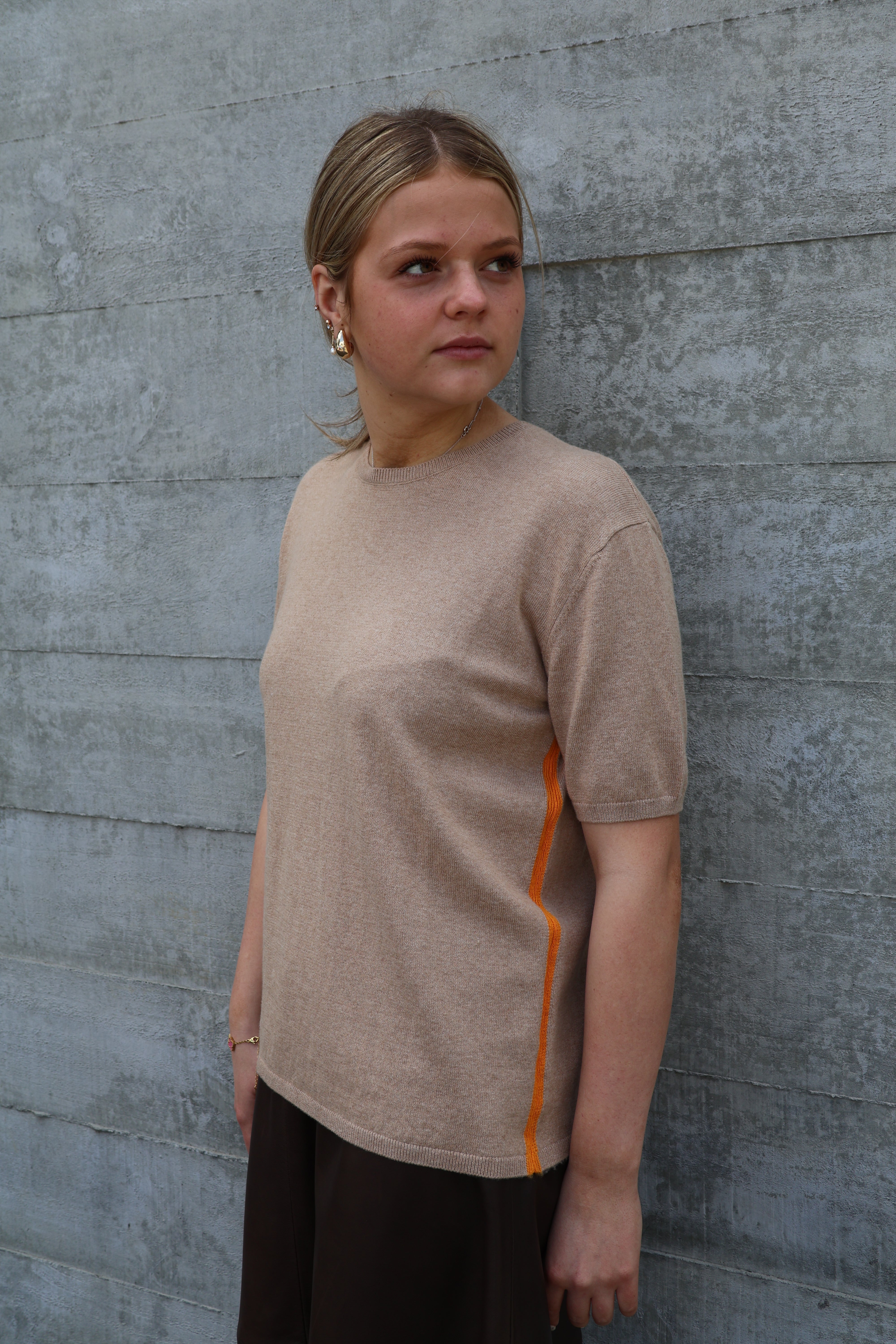 Yarnsmith STRIPE Beryl SS Wheat w, Orange