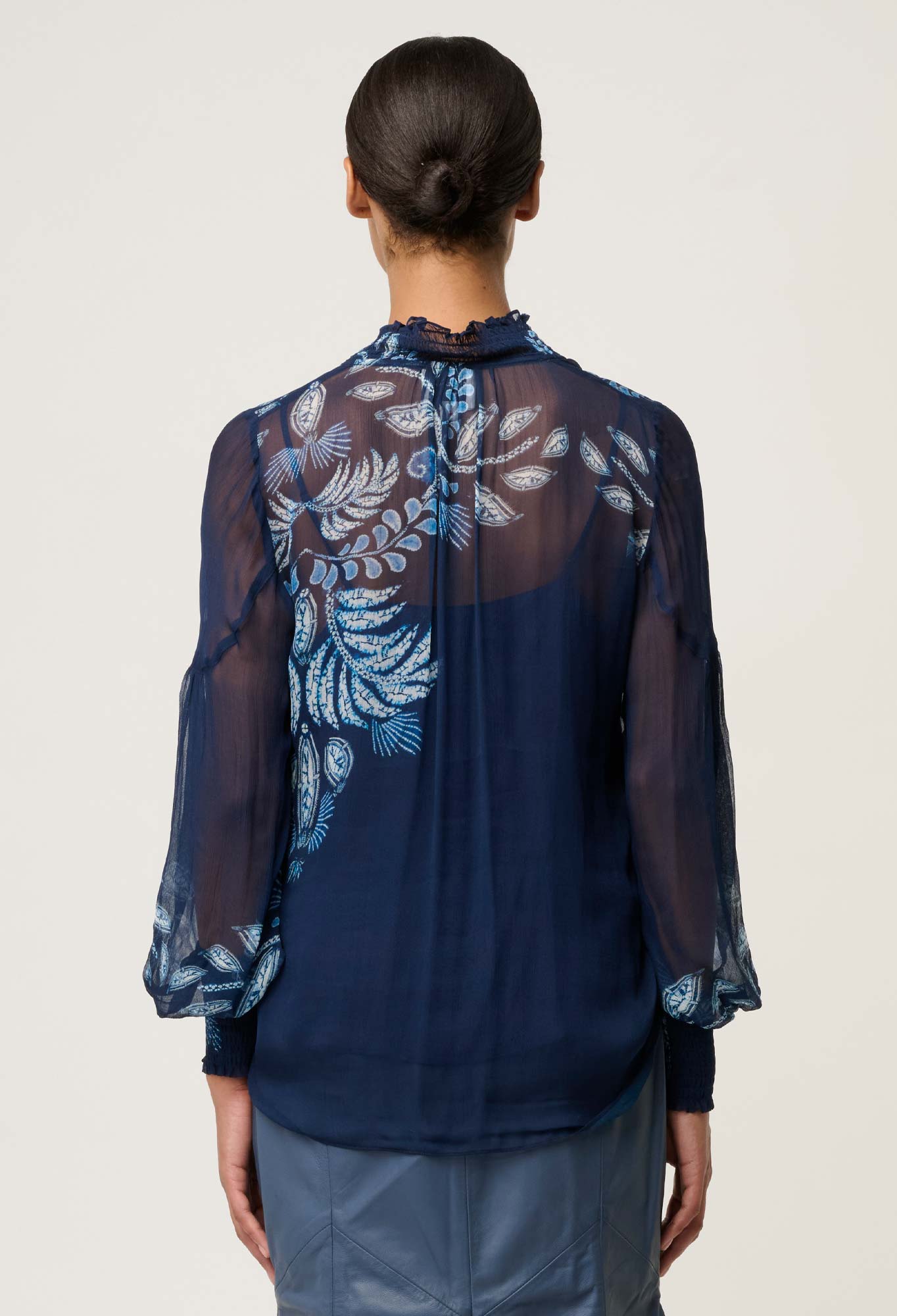 Once Was Colette Shirred Collar Blouse