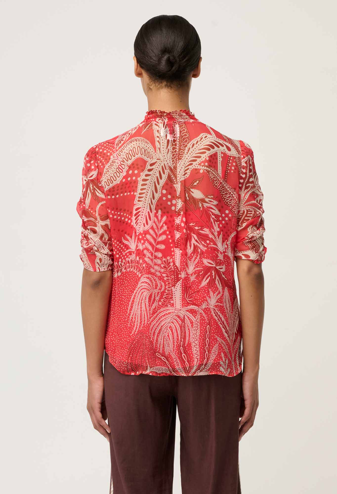 Once Was Lunette Ruched Sleeve Blouse