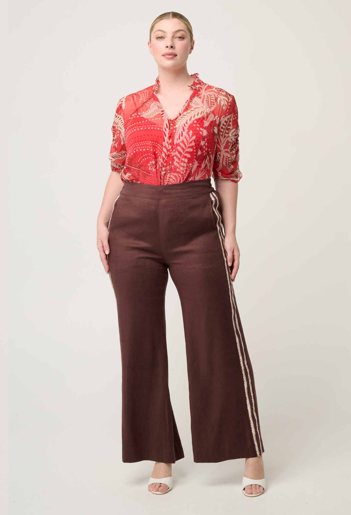 Once Was Lunette Ruched Sleeve Blouse