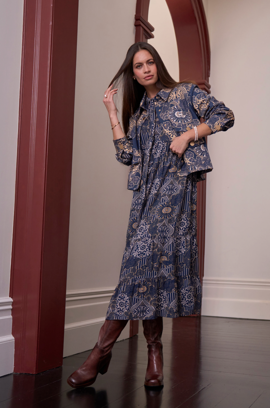 Halcyon Midi Dress Denim Multi Loobie's Story