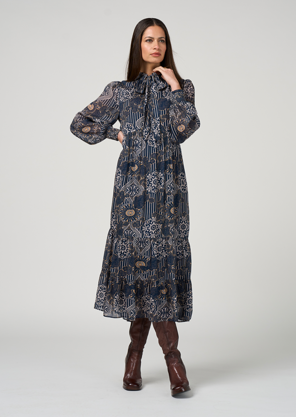 Halcyon Midi Dress Denim Multi Loobie's Story