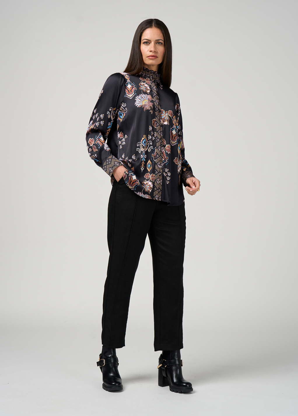 Gilded Lotus Shirt Black Multi Loobie's Story