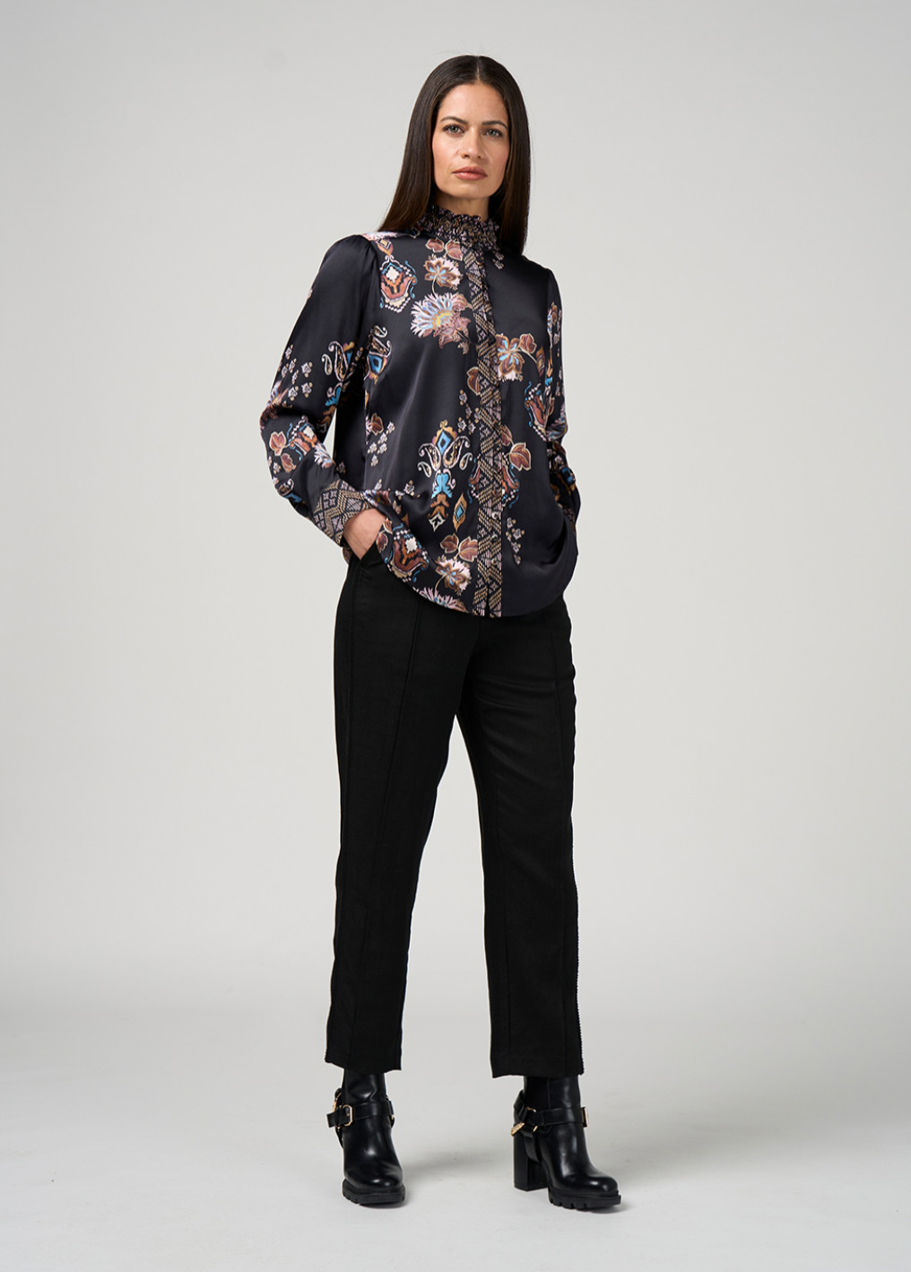 Gilded Lotus Shirt Black Multi Loobie's Story