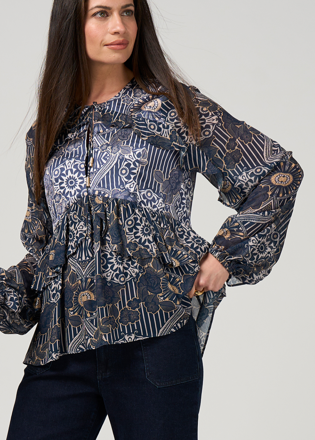 Halcyon Blouse Denim Multi Loobie's Story