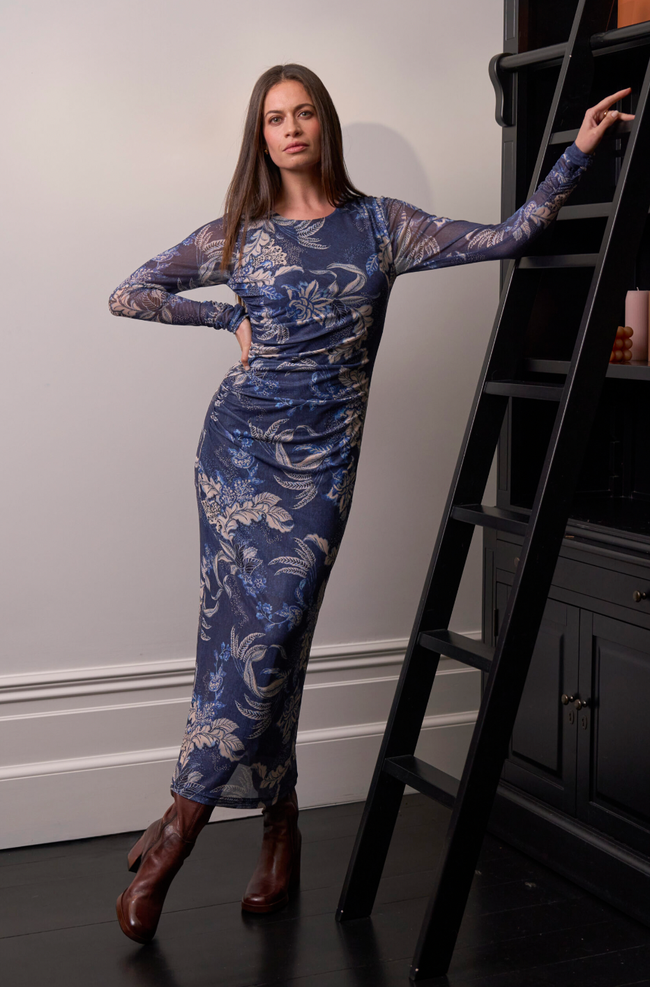 Casella Mesh Dress Denim Multi Loobie's Story