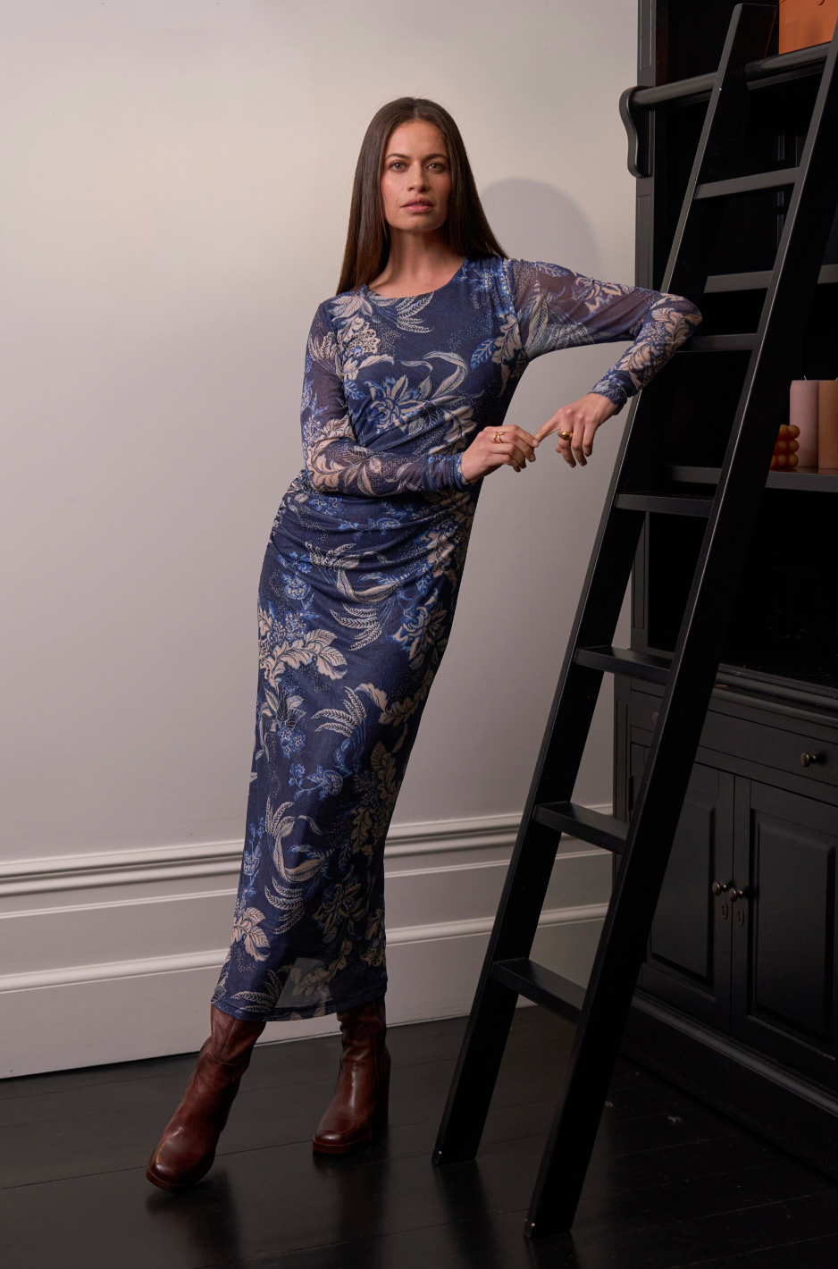 Casella Mesh Dress Denim Multi Loobie's Story