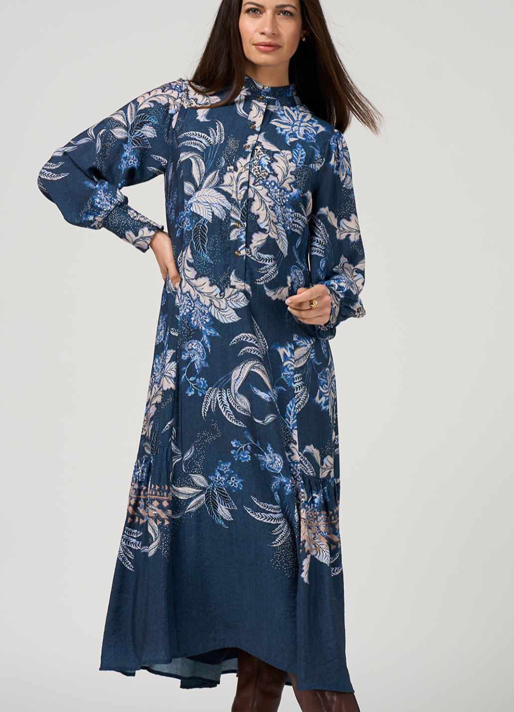 Casella Midi Dress Denim Multi Loobie's Story