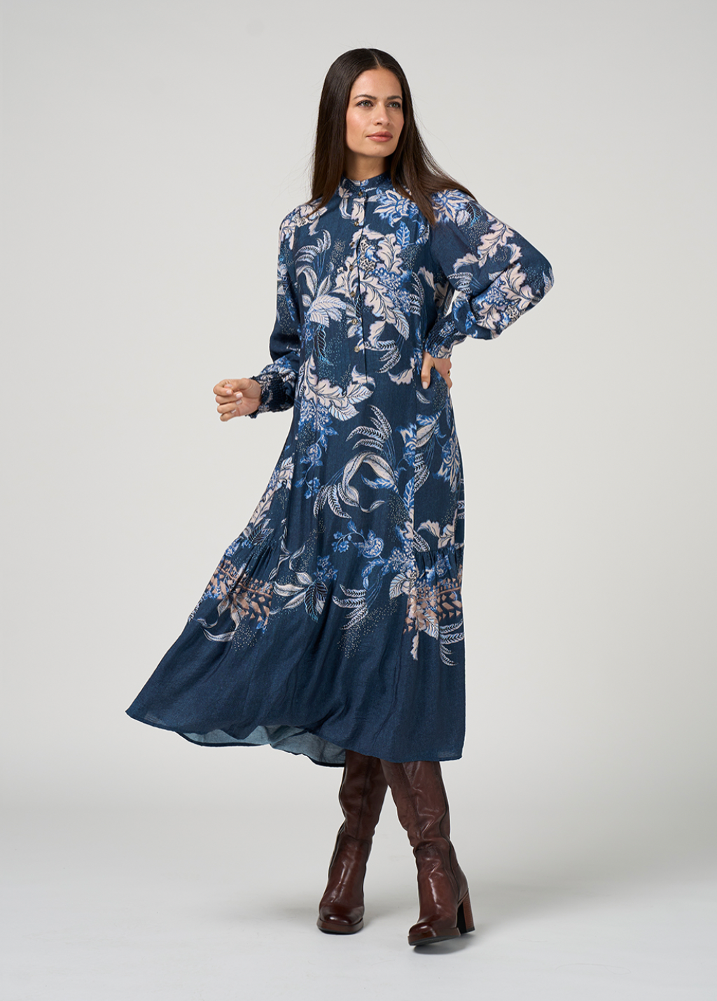 Casella Midi Dress Denim Multi Loobie's Story