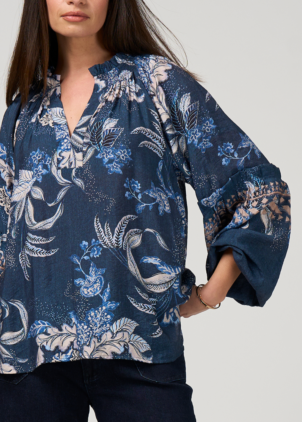 Casella Blouse Denim Multi Loobie's Story