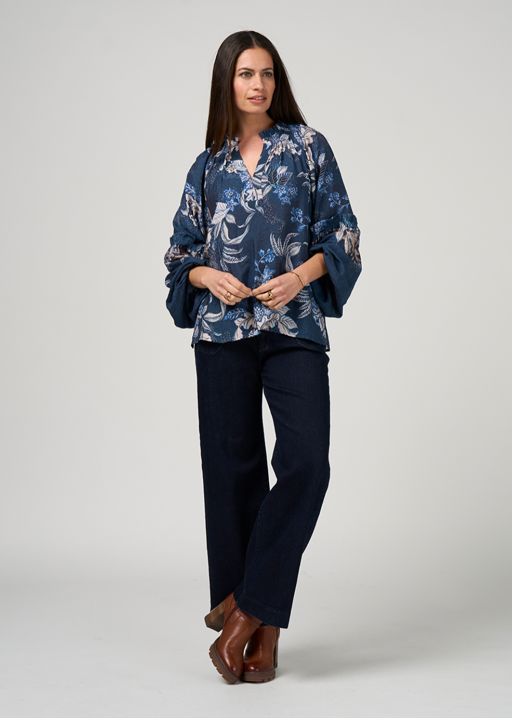 Casella Blouse Denim Multi Loobie's Story