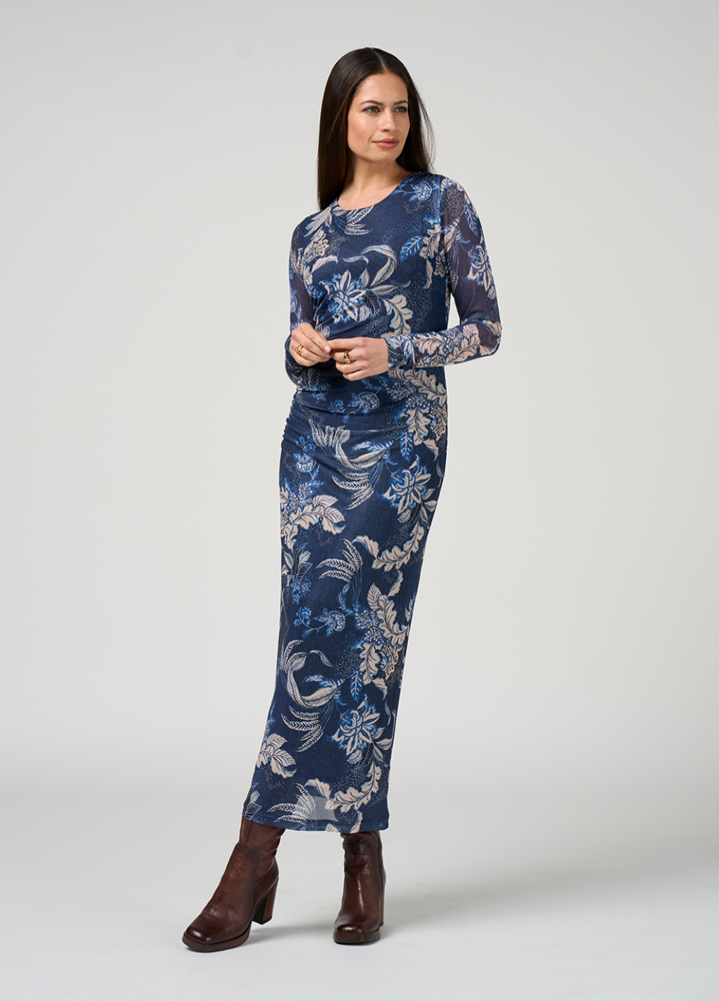 Casella Mesh Dress Denim Multi Loobie's Story