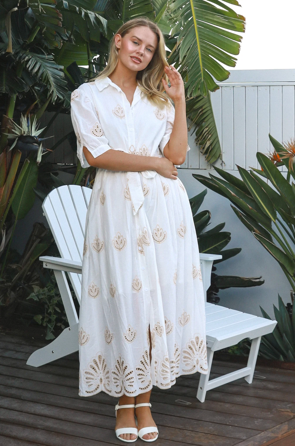 White Embroidery Shirtdress Salty Palm