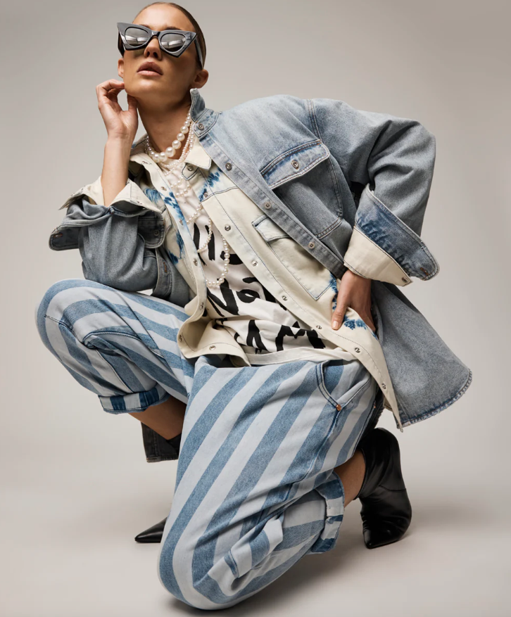 One Teaspoon Outcasts LW Crotch Harem Denim Jeans Stripe