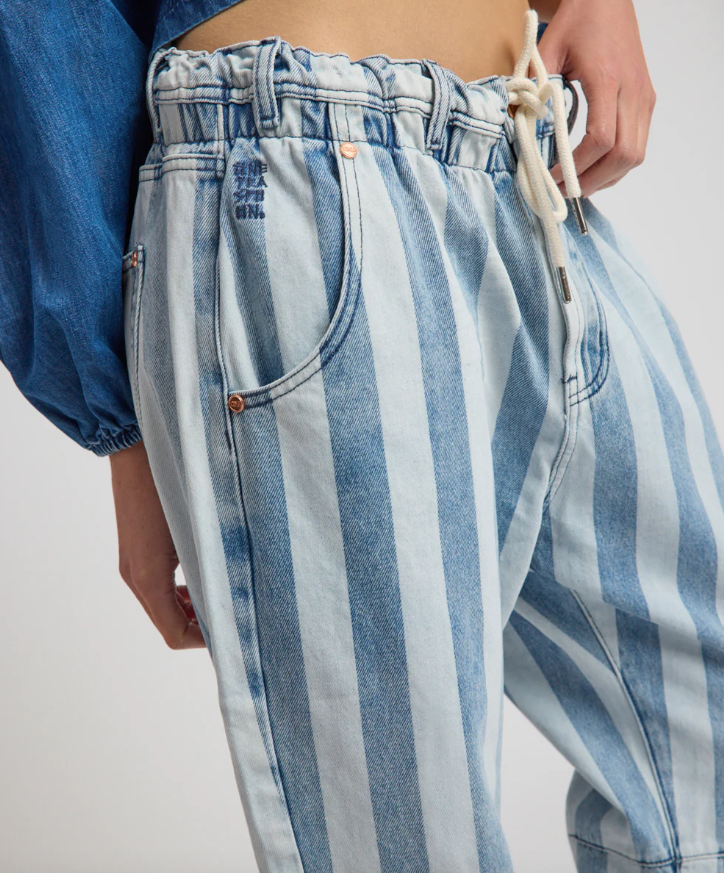 One Teaspoon Outcasts LW Crotch Harem Denim Jeans Stripe