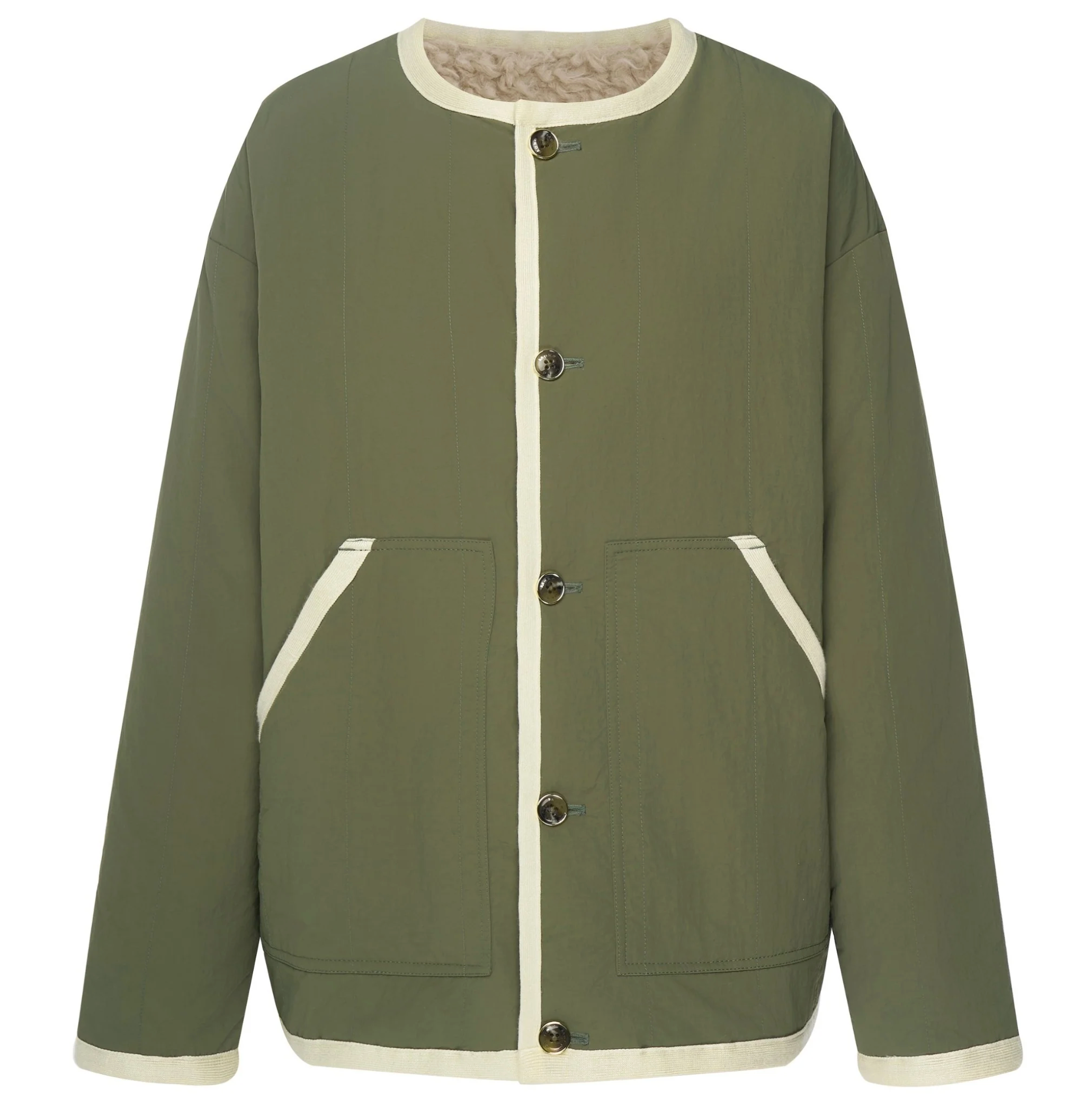 Moke Juniper Reversible Jacket Olive Green/Cream