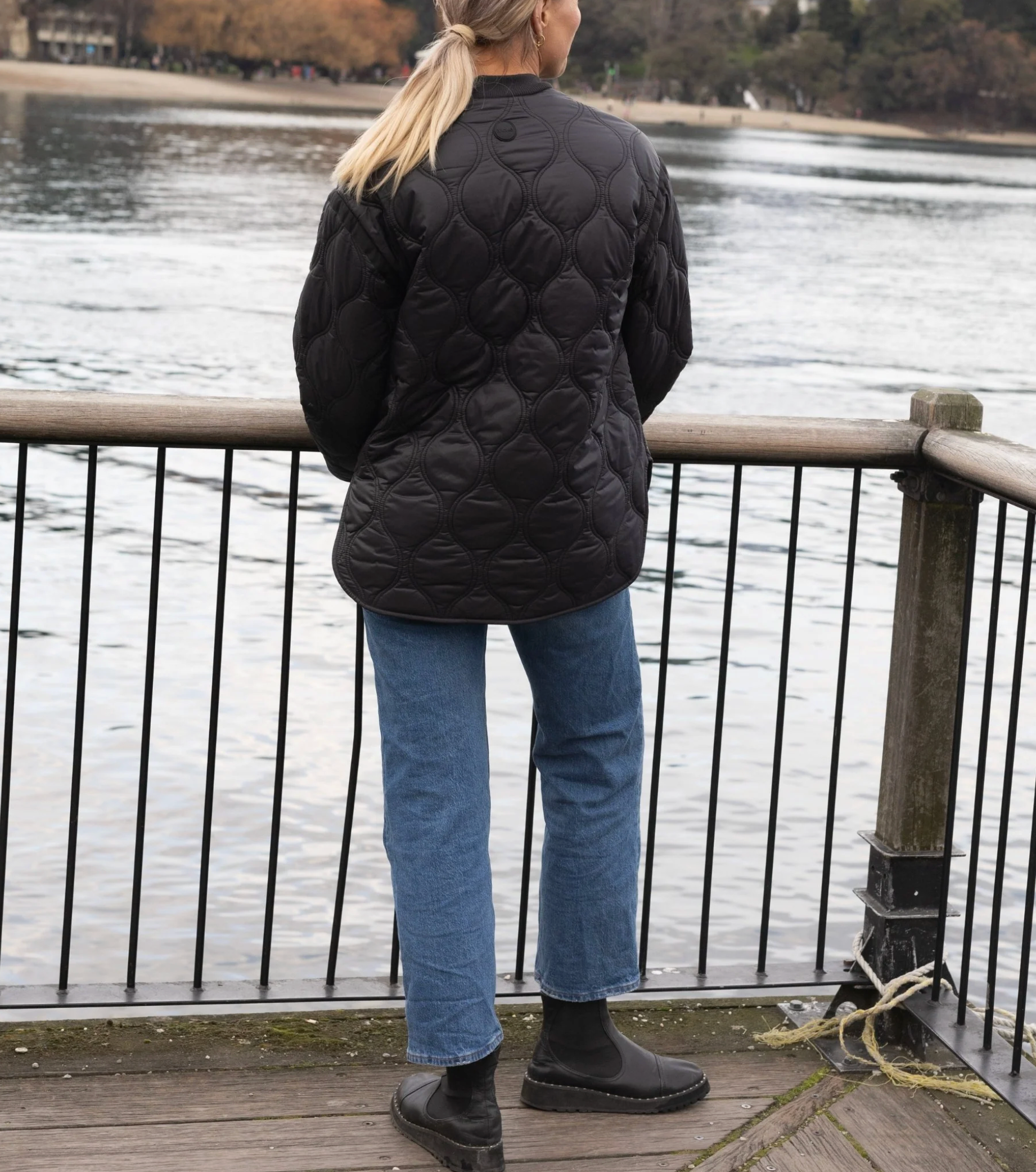 Moke Talei Quilt Bomber Black