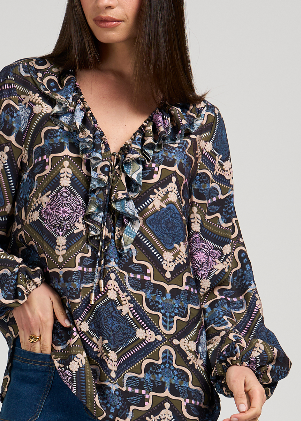 Regalia Blouse Olive Multi Loobie's Story