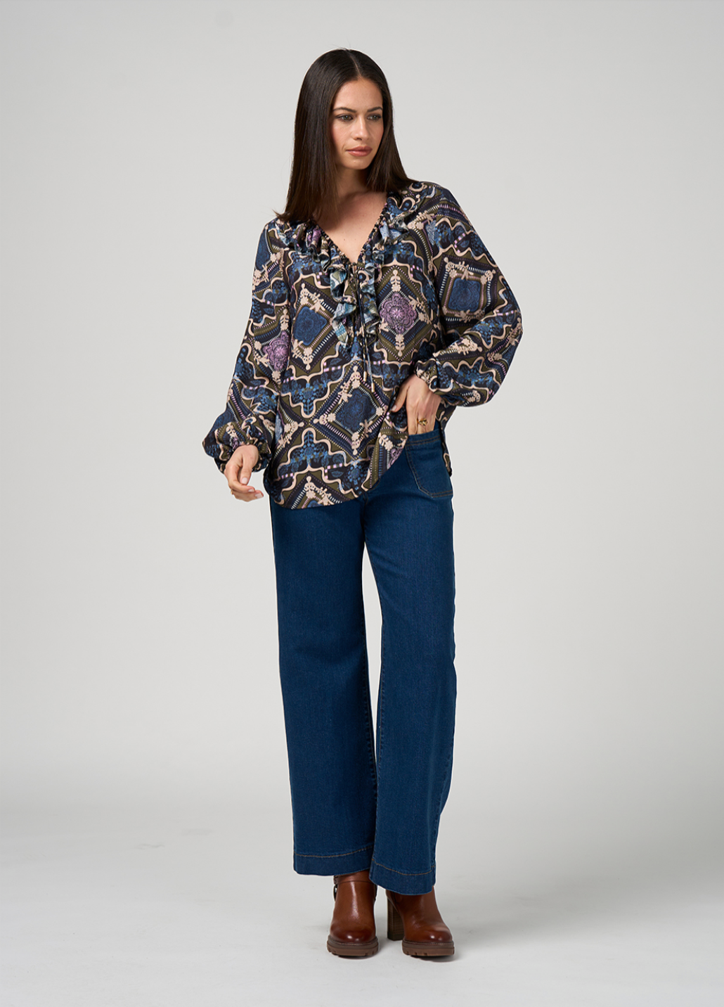 Regalia Blouse Olive Multi Loobie's Story